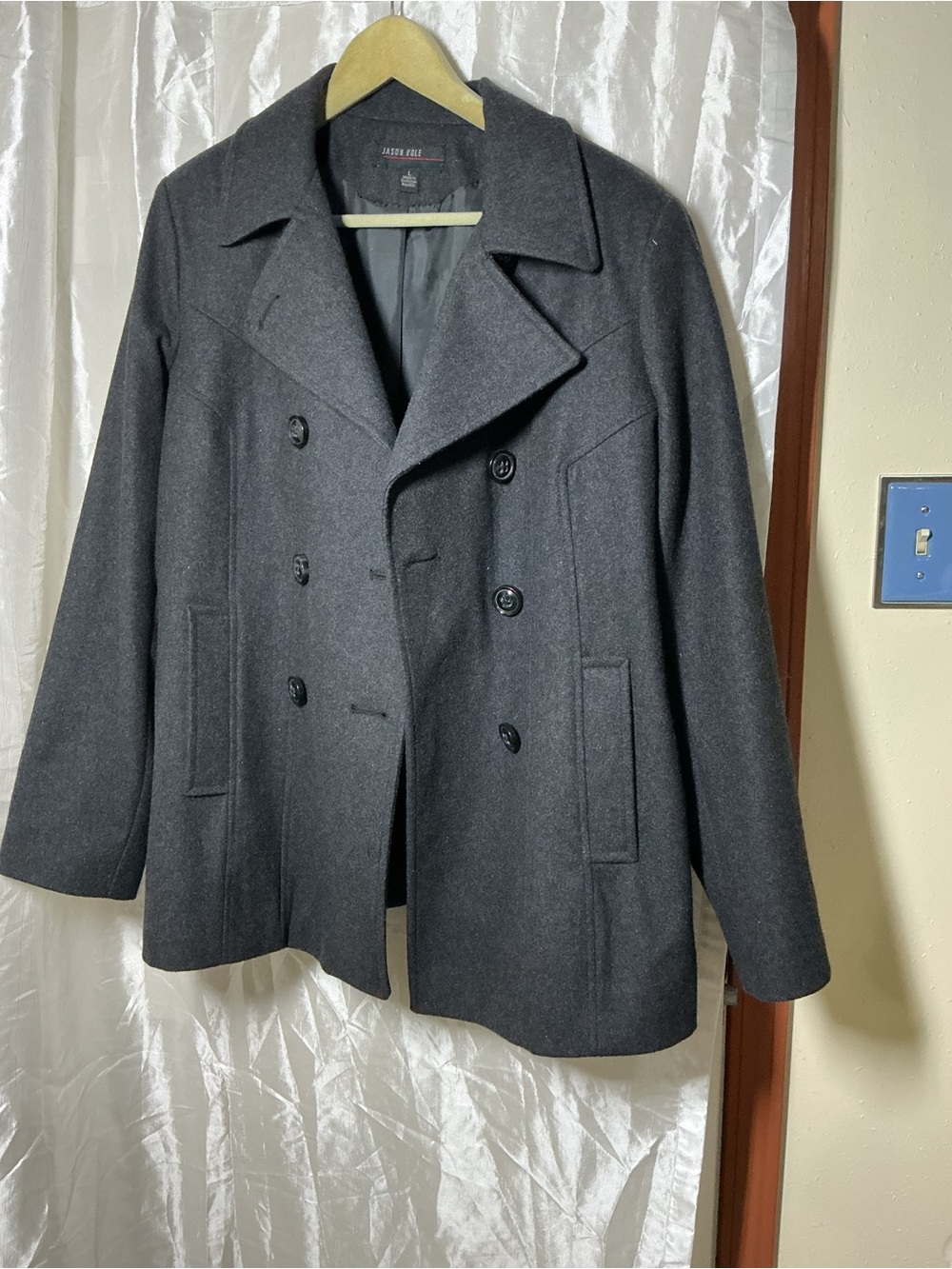 Charcoal Gray Women's Wool Blend Peacoat